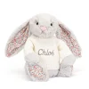 Jellycat Blossom Silver Bunny with Personalised Cream Jumper