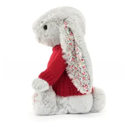 Jellycat Blossom Silver Bunny with Personalised Red Jumper