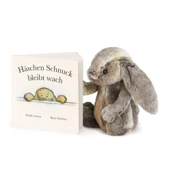 Jellycat Haschen Schnuck Bleibt Wach Buch & Bashful Cottontail Bunny Medium