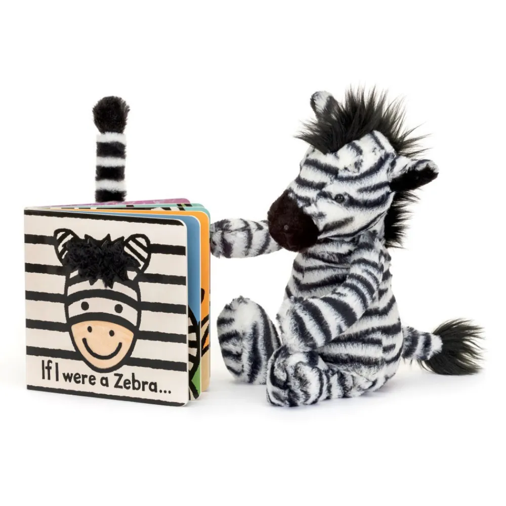 Jellycat If I Were A Zebra Board Book and Bashful Zebra Medium