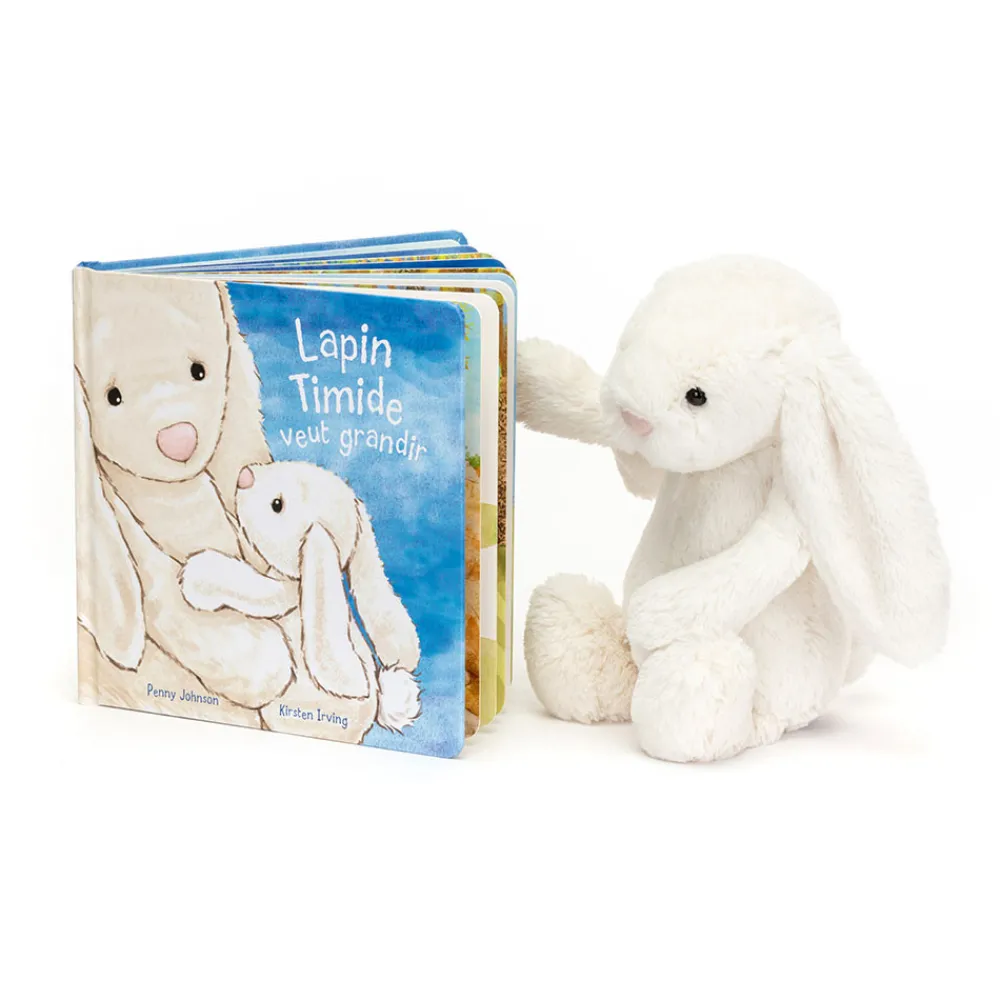 Jellycat Lapin Timide Veut Grandir Livre and Bashful Cream Bunny Medium