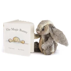 Jellycat The Magic Bunny Book and Bashful Cottontail Bunny Medium
