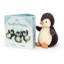 Jellycat The Naughty Penguins Book and Peanut Penguin Medium
