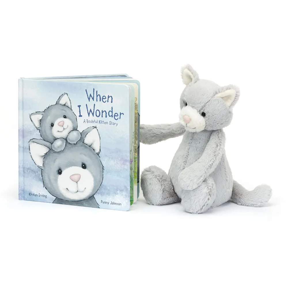 Jellycat When I Wonder Book and Bashful Grey Kitty Medium